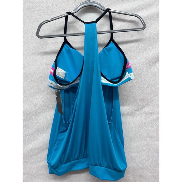 Nike Womens XL Striped Racerback Swim Tankini With Bra Support In Blue NWT - Picture 8 of 8